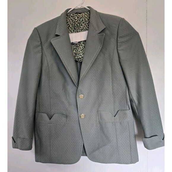 Vintage Blazer Mens 42 Hal Martin Green Gold Metal Buttons Sport Coat Jacket 70s - Picture 1 of 11